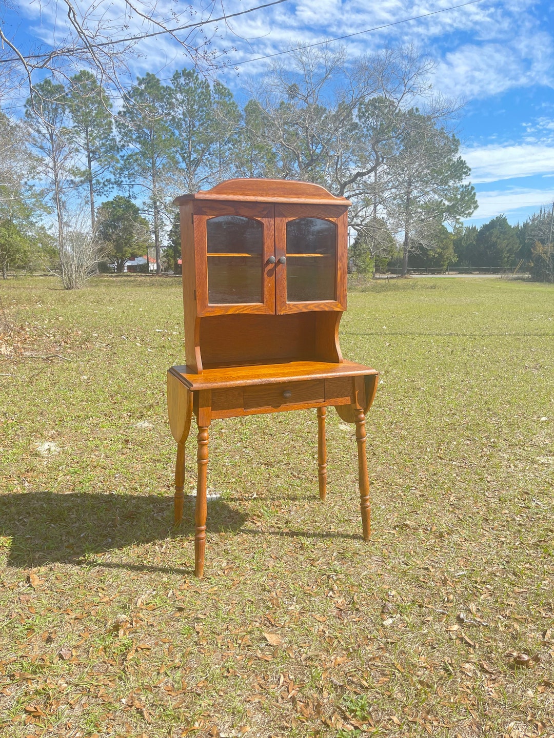 Vintage China Hutch, Kitchen Cabinet, Dining Room Furniture, Wood ...