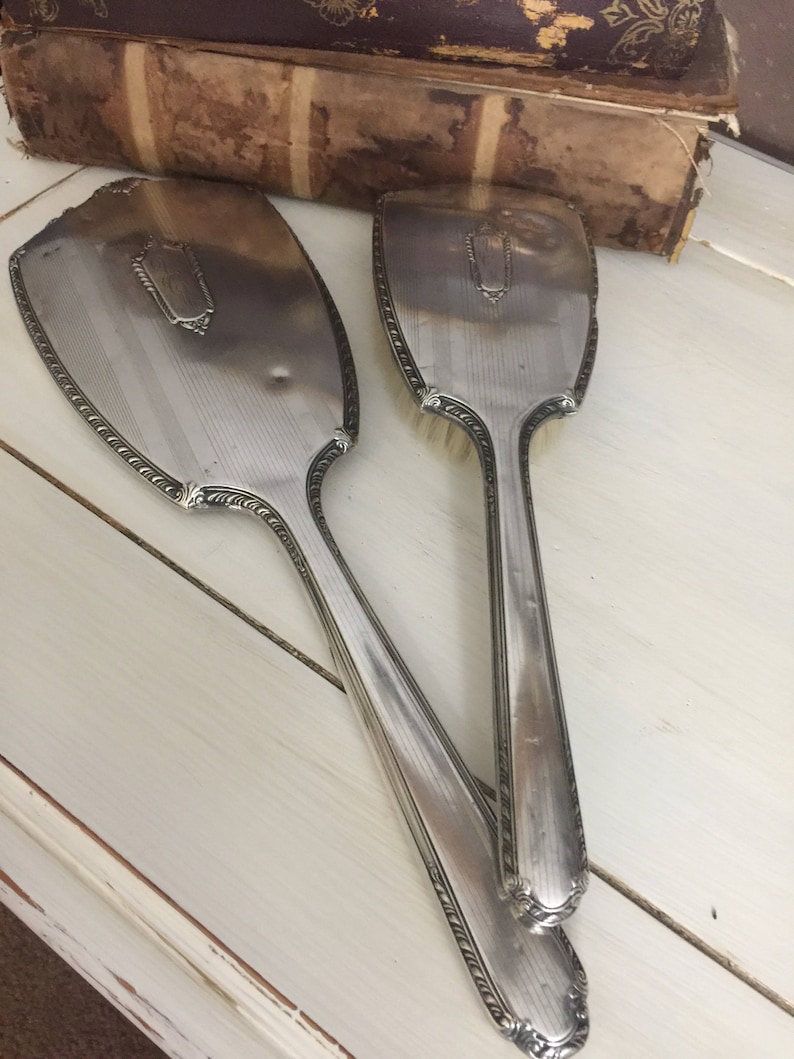 Antique Brush and Mirror Set Hand Mirrorvintage Hairbrush Etsy