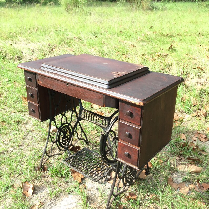 Antique Treadle Singer Sewing Machine Model 27 Black and Etsy