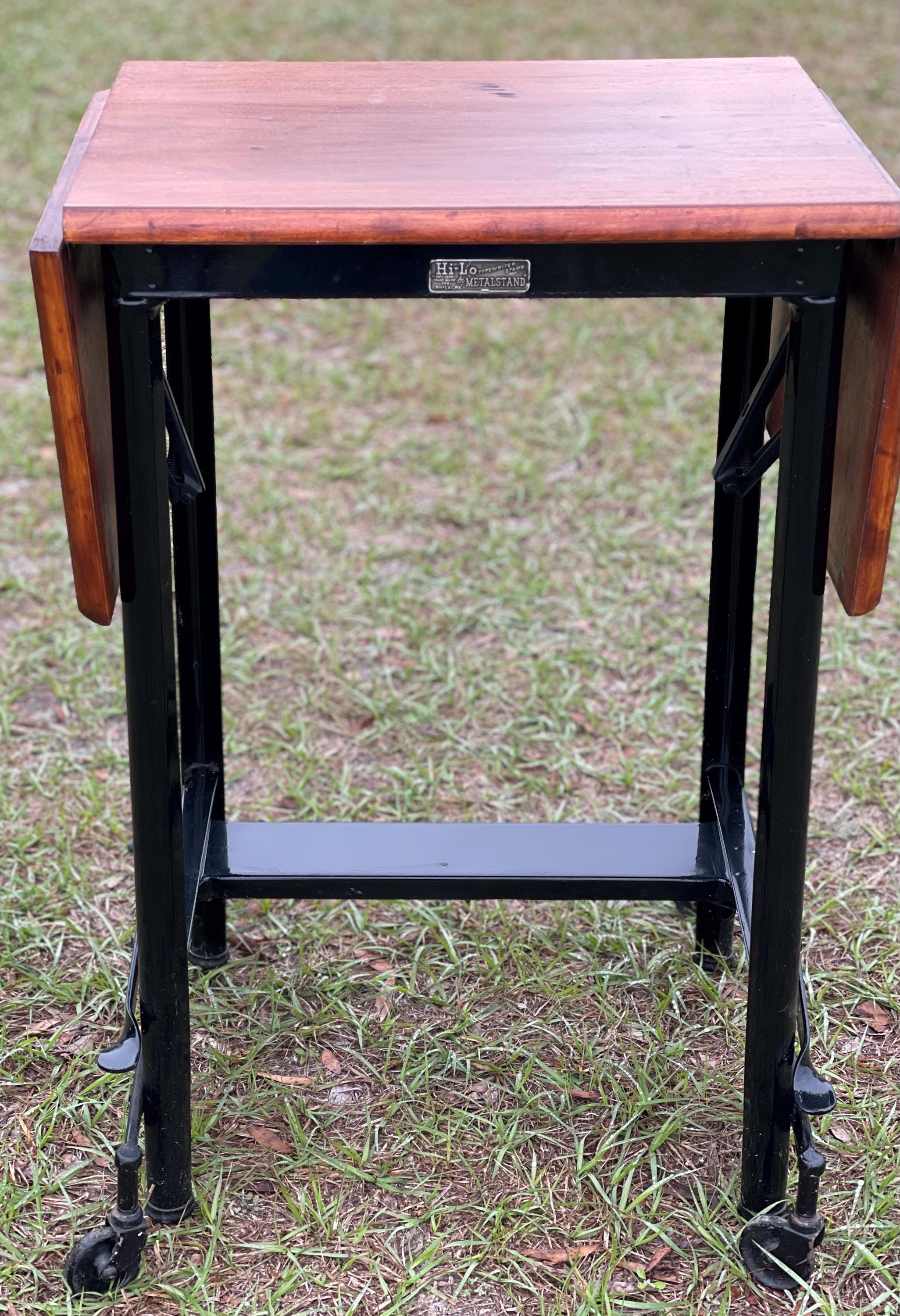 Hi Lo TYPEWRITER Stand, Vintage Metal Table, Industrial Decor