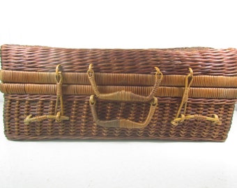 Wicker Suitcase, wicker picnic basket, picnic basket, basket, storage basket, vintage picnic basket, container, storage basket