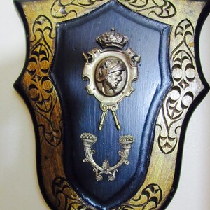 Coat of arms wall hanging, Castle Decor, Norse, Scottish, wood and metal wall hanging, shield, gothic, medieval decor, image 4