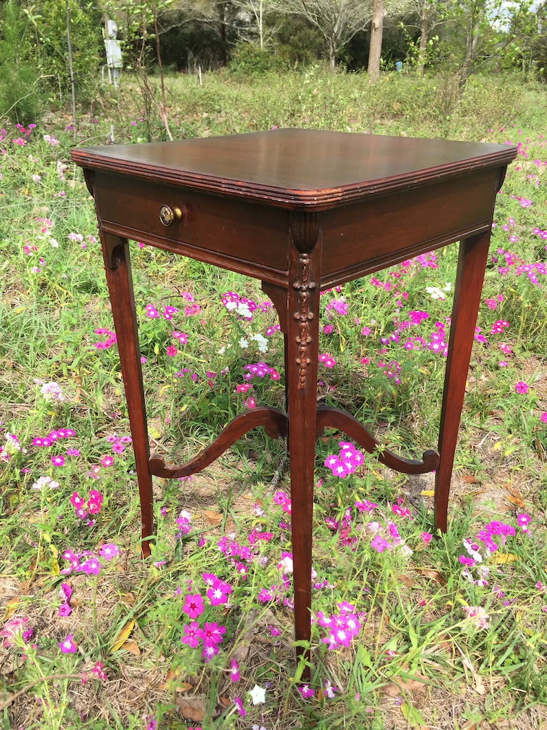 Table Vintage Side Table End Table ornate table, wood table Lamp Table entryway table nightstand Furniture