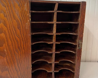 Vintage cabinet, wood cabinet, Country, shelving Cabinet, office cabinet, mail cabinet, Rustic decor, farmhouse decor, Wall cabinet,