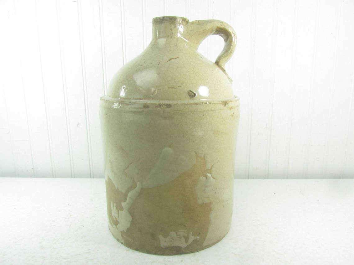 Antique Crock Whiskey Jug Salt Glaze Farmhouse Decor Etsy