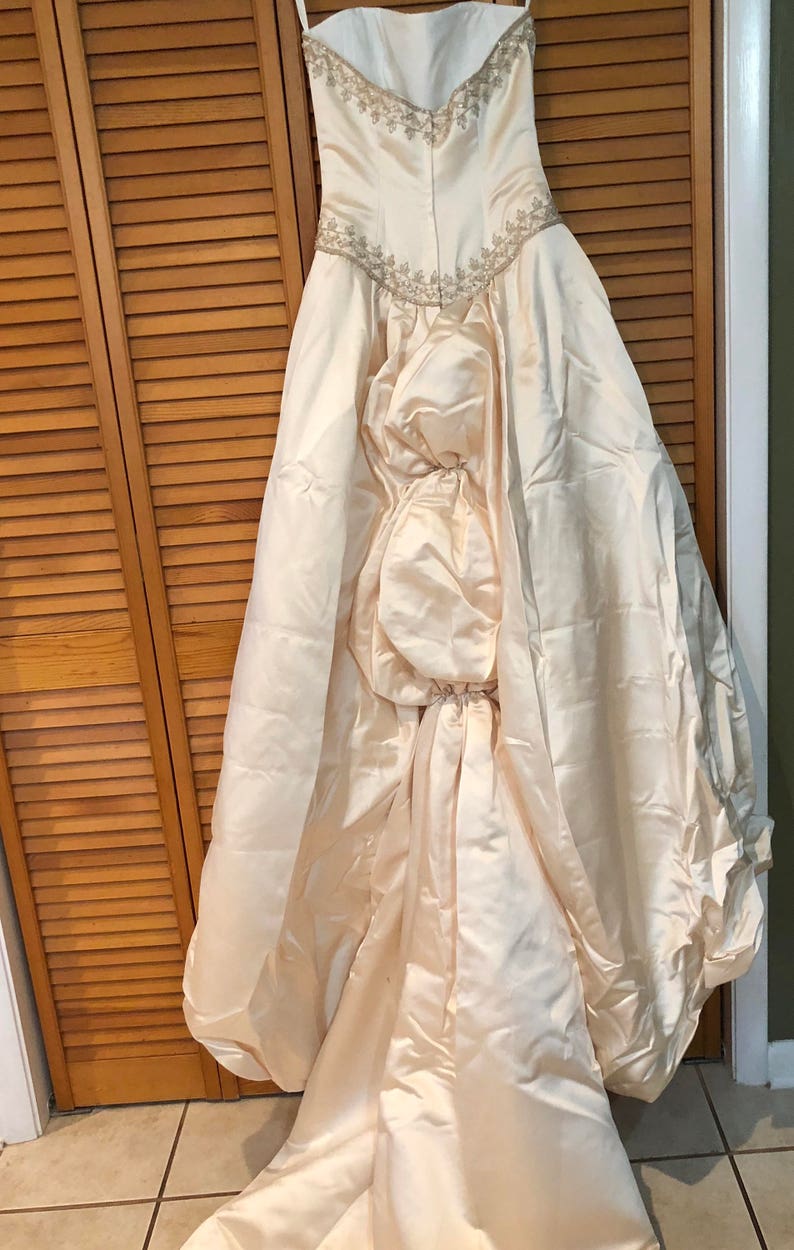 Vintage Etsy Wedding Dress Strapless Dress cream Dress Etsy