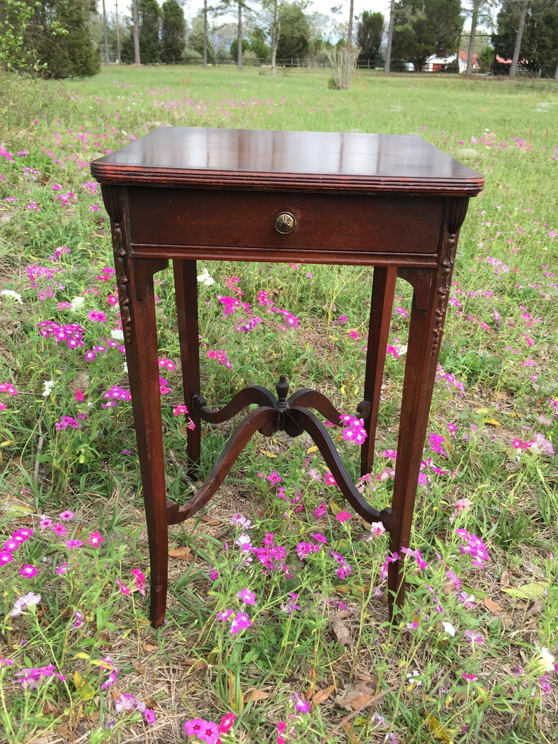 Table Vintage Side Table End Table ornate table, wood table Lamp Table entryway table nightstand Furniture