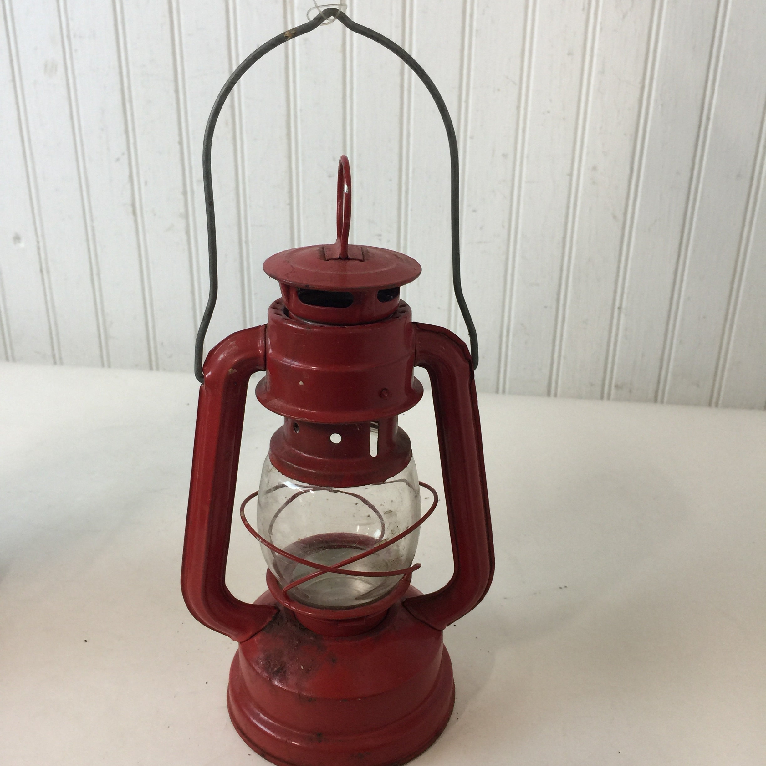 Pair of Vintage Lanterns, Oil Lamp, Collectible, Red Light