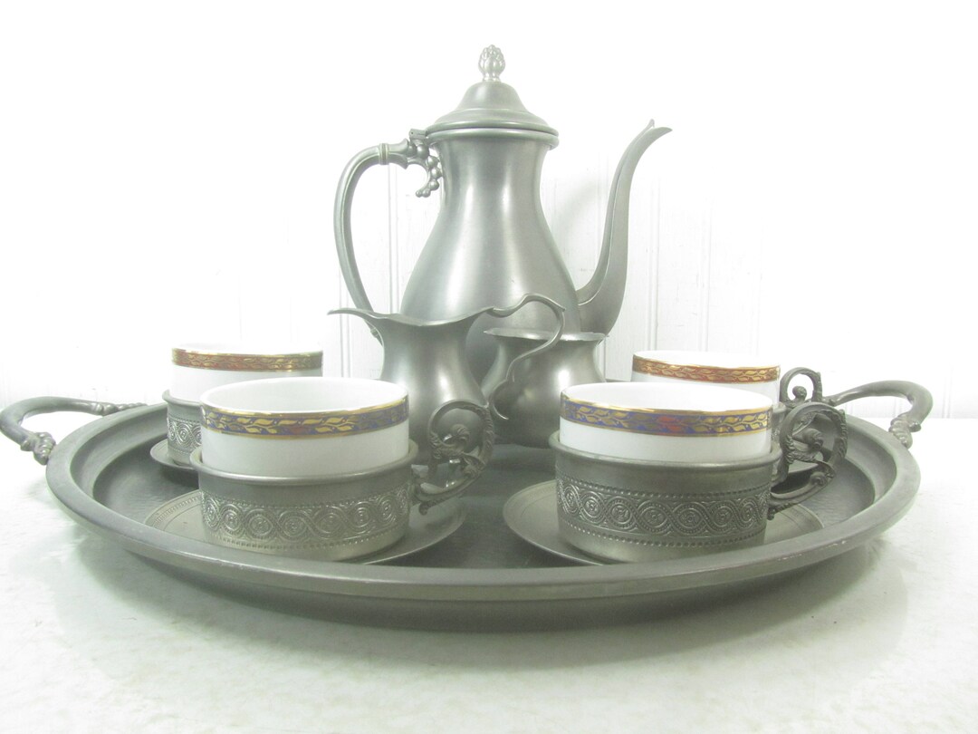 Antique Pewter Tea Set, Vintage Tea Set, Kronester Bavaria, Shirley