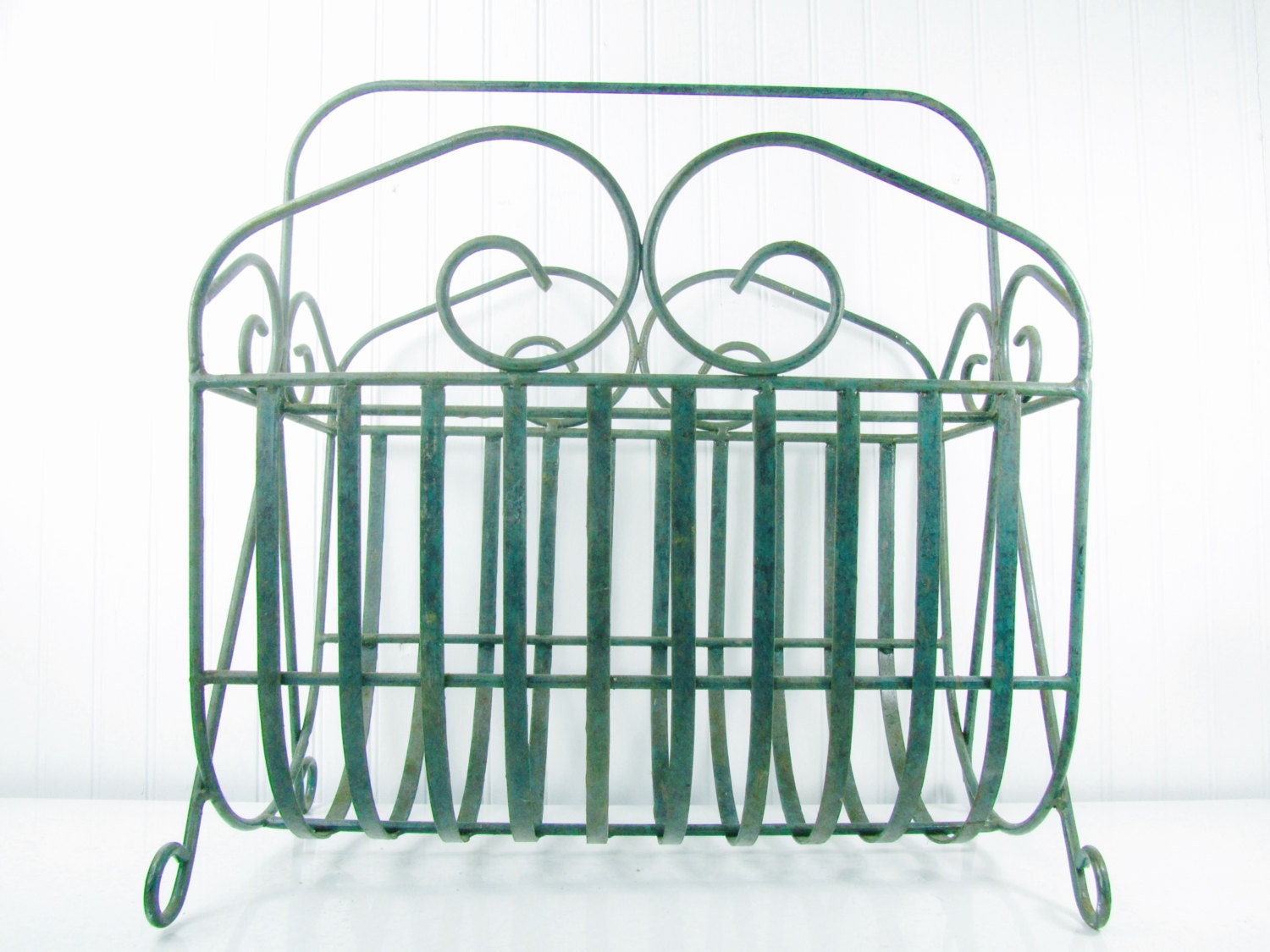 Magazine Holder, Magazine Rack, Organizer, Wrought Iron, Green, Metal Craft Supply Bathroom Decor
