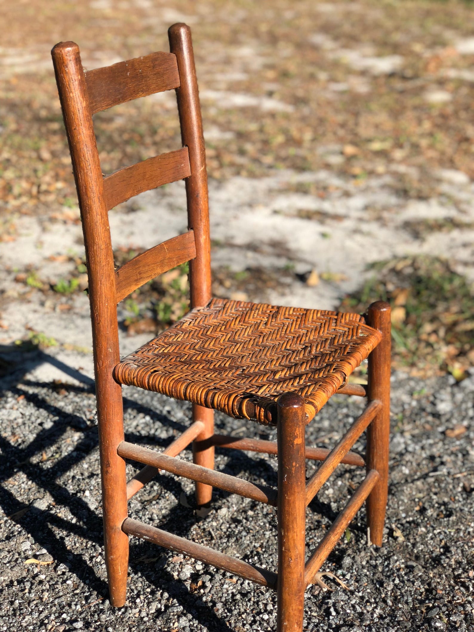 Antique Ladder Back Chair Vintage Chair Cane Seat Side Etsy