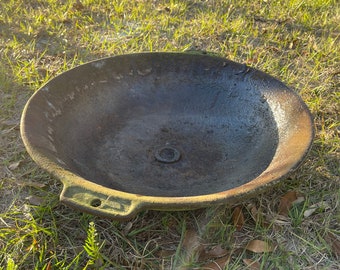 ANTIQUE CAST IRON Bowl, Footed Bowl, shallow cauldron, miniature cane syrup bowl, fire pit, Vintage Rustic Pot, fire pot, cook pot