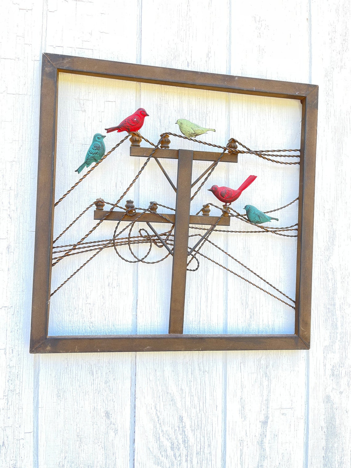 Vintage Metal Wall Hanging Birds on a Wire Art Metal Wall Etsy