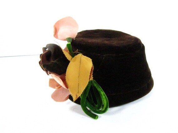 Vintage Pill Box Hat, Brown Hat, Designer Hat, Vi… - image 4