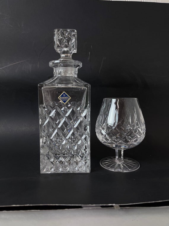 Crystal Decanter and Glass, Waterford Brandy Snifter, Gift Set