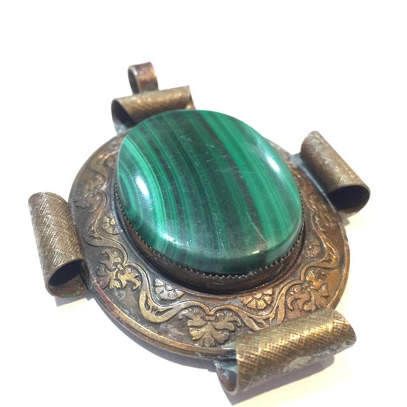 Vintage Malachite pendant, antique  jewelry, Vict… - image 6