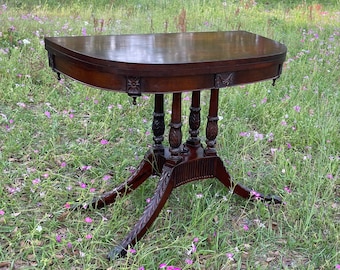 Duncan Phyfe Game Table,  card table, half moon table, early antique reproduction, side table, entry table, wood table