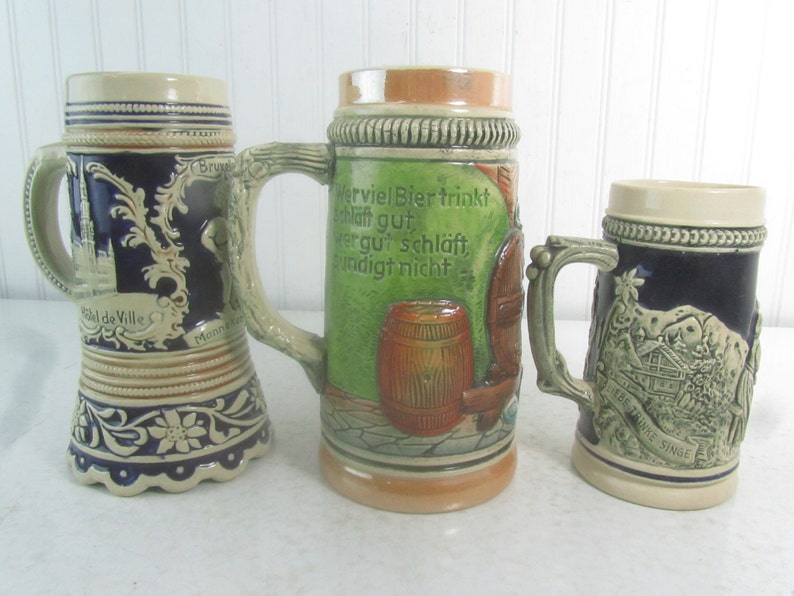 German Beer Stein Collection Set of Three Steins German Etsy