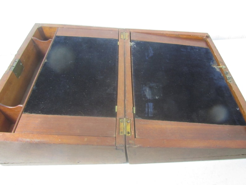 Antique Lap Desk Primitive Writing Laptop Storage Box Wood Vintage