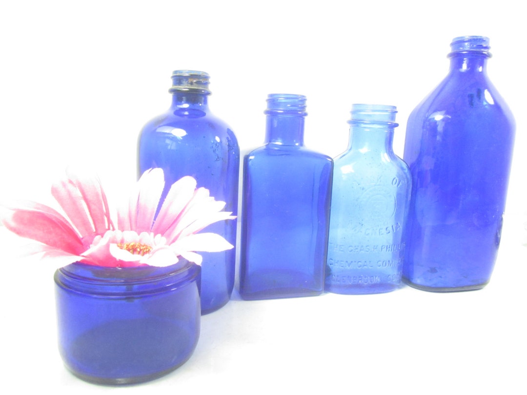 Vintage Bottle Collection, Wedding Decor, Colored Bottles, Vase