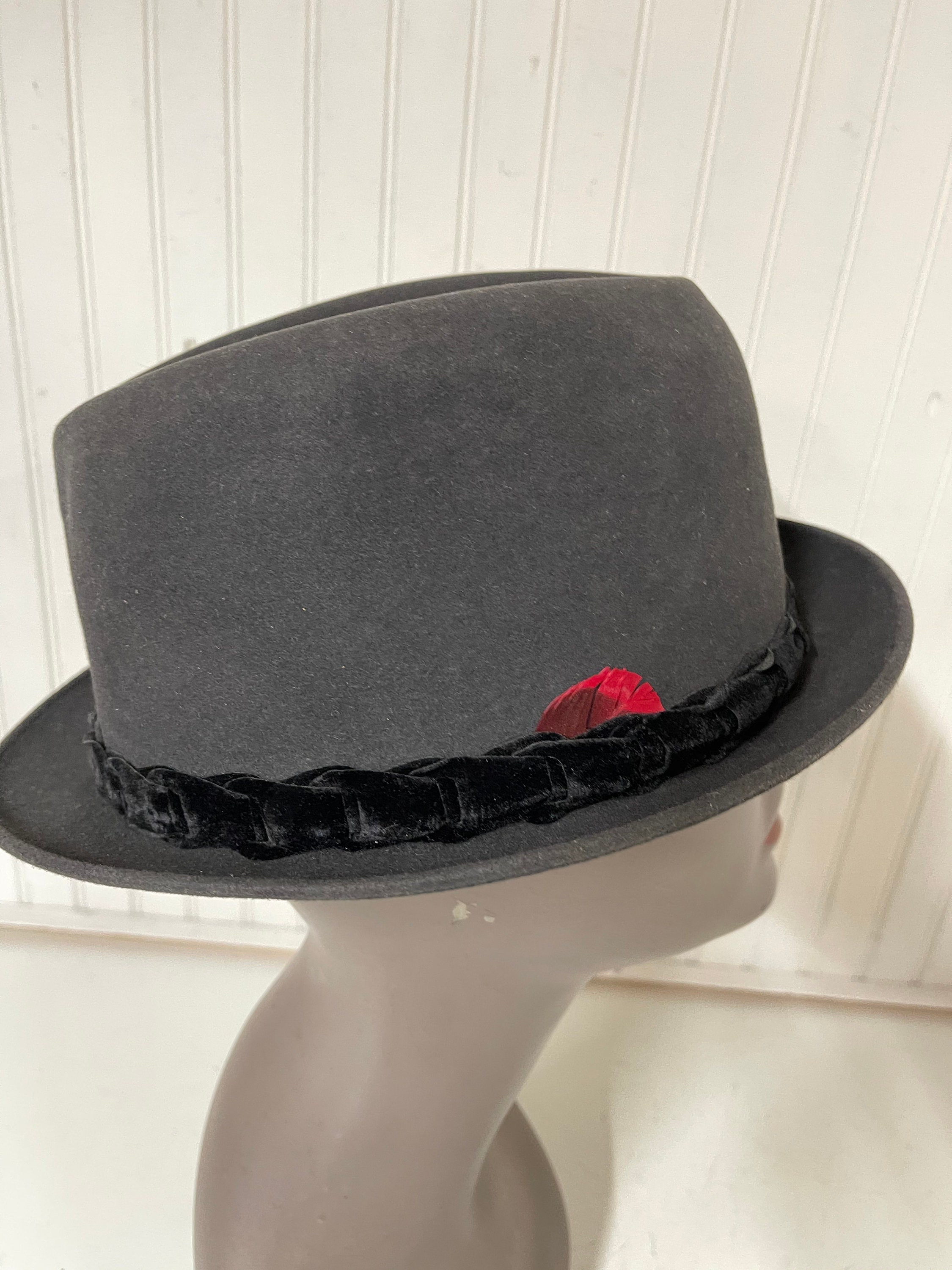 Vintage Hat,fedora Hat, Mens Hat, Hat, Fashion, Red Feather Vintage Hat,fedora Hat, Mens Hat, Hat, Fashion, Red Feather