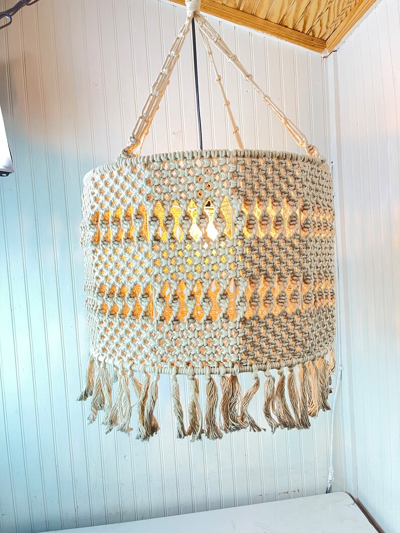 Vintage Macramé Lamp Swag Light Hanging Light Boho Light Etsy