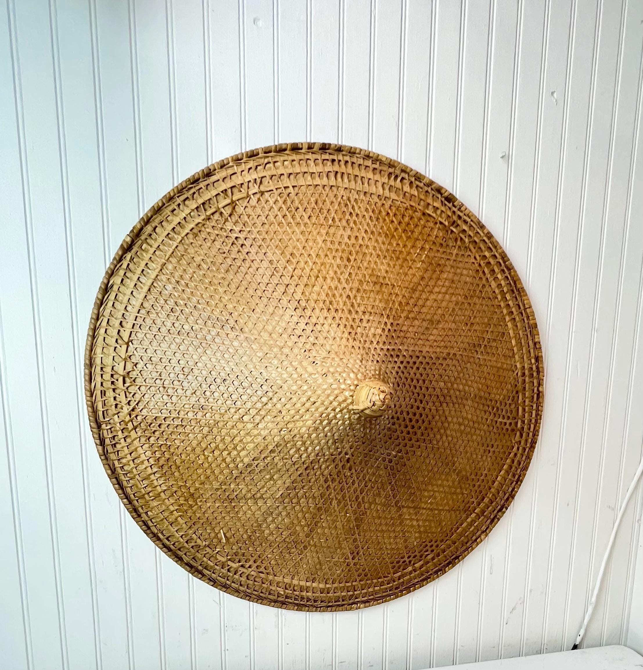 Vintage Hat, Huge Straw Hat, Vietnamese Rice Hat, Wicker Hat 