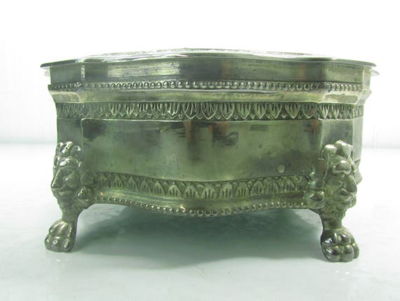 Vintage jewelry box, casket box, silver plated bo… - image 1