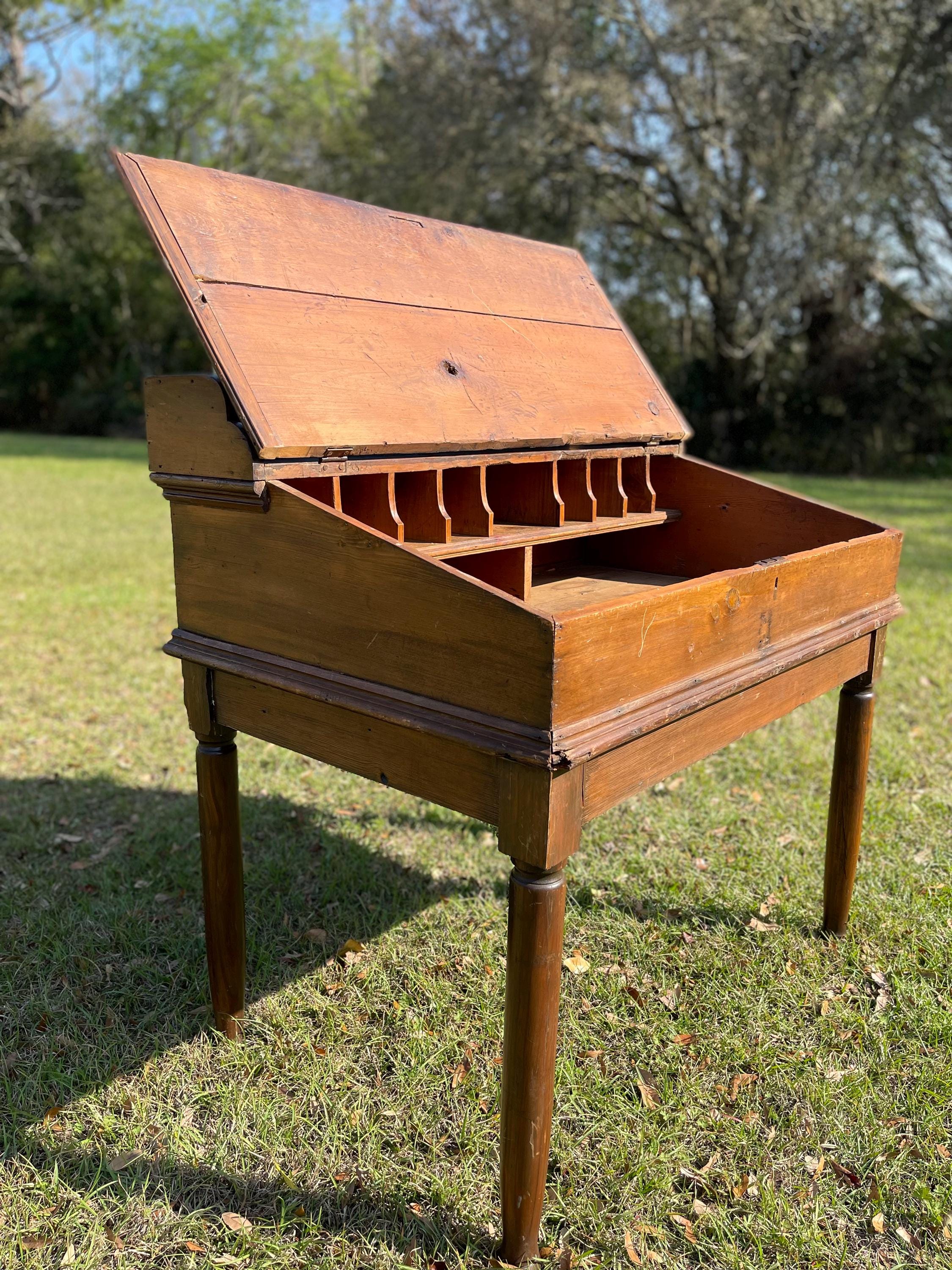Antique Plantation Desk, Large Flip Top Desk, Secretary Desk