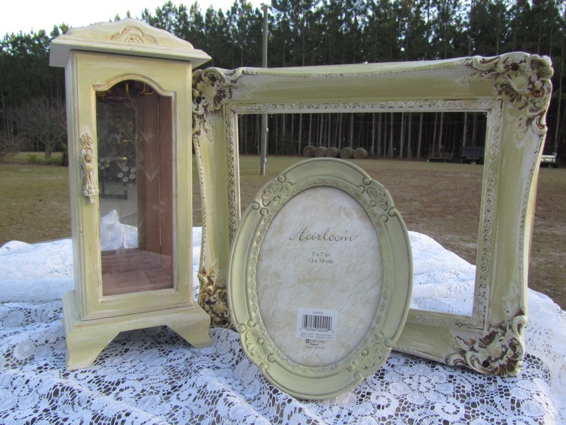 Vintage Picture Frame Vintage Jewelry Box Picture Frame Set Etsy