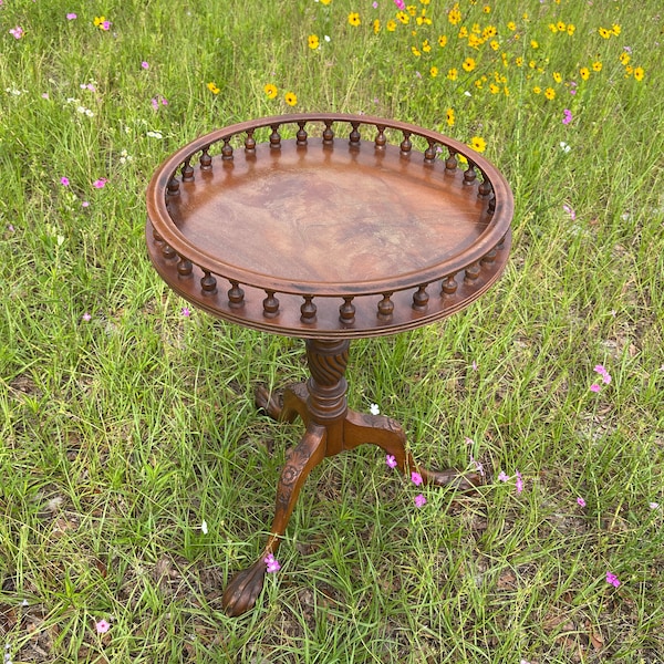 Antique English tea table, mahogany Furniture, ornate table, fenced Table,wine,whiskey table, vintage furniture, wood table, interior design