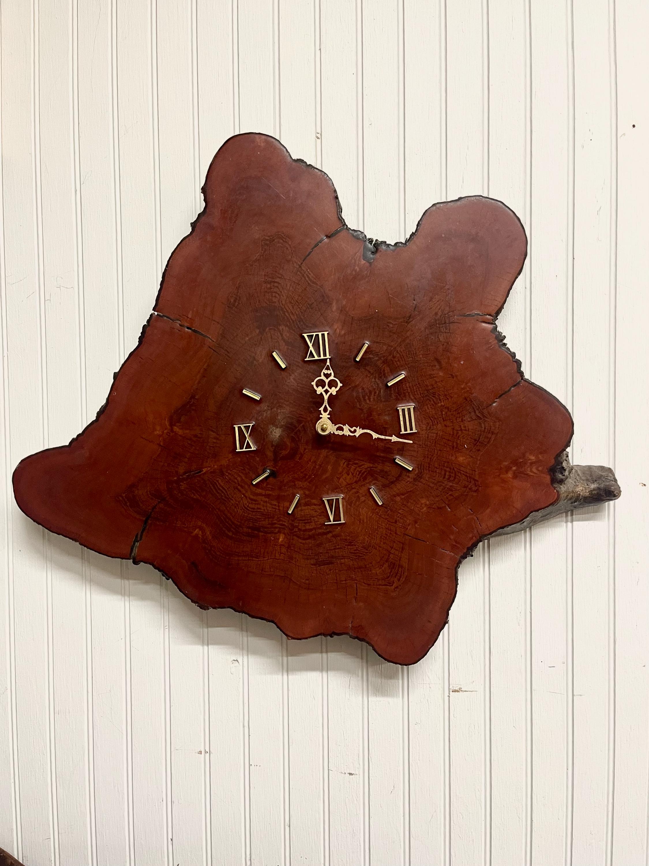 Vintage Cypress Clock, Live Edge Clock, Battery Powered Clock, Mid