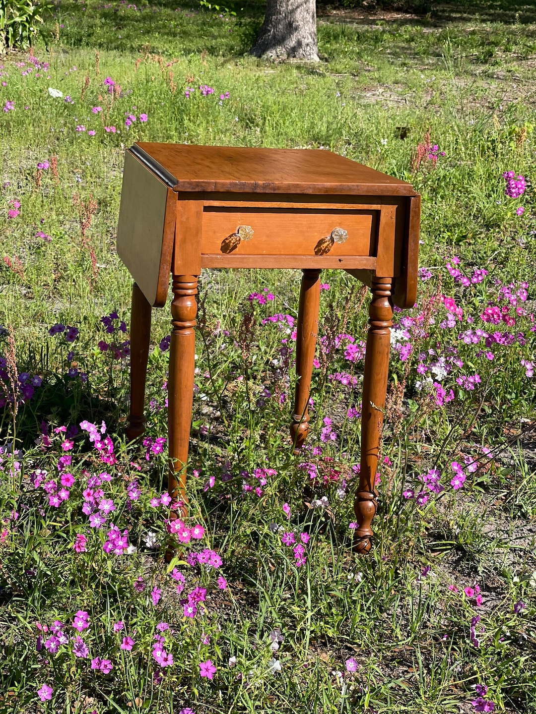 Antique Sheraton Drop Leaf Table, End Table, Wood Furniture