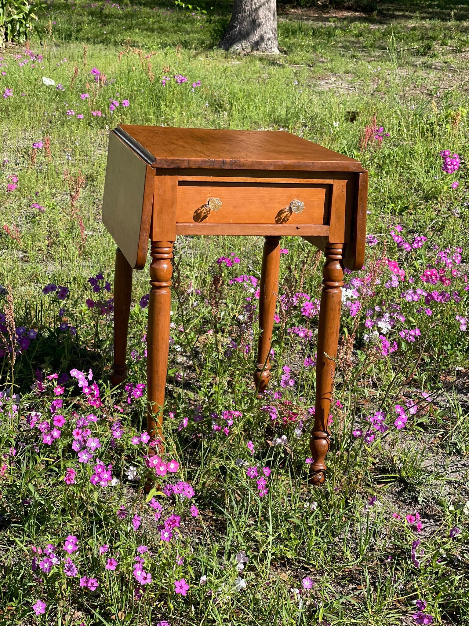 Antique Sheraton Drop Leaf Table, End Table, Wood Furniture