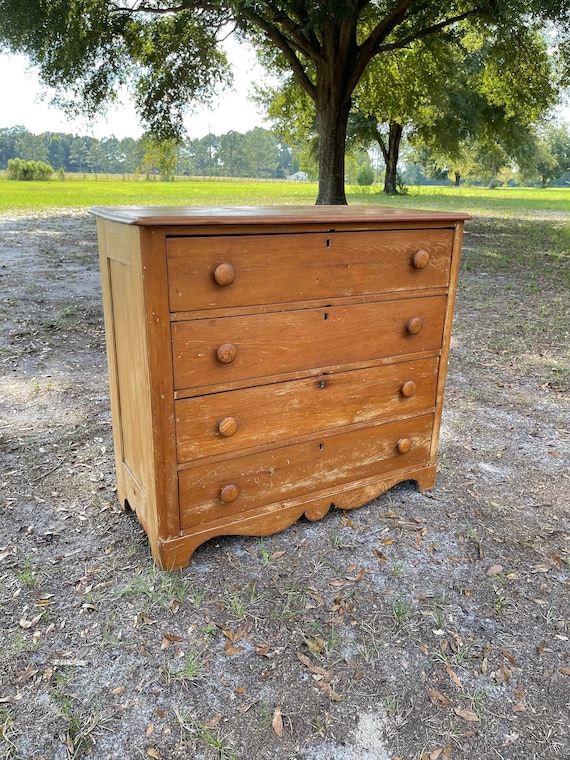Antique Pine Chest Of Drawers Solid, Pine Furniture Dresser Drawer