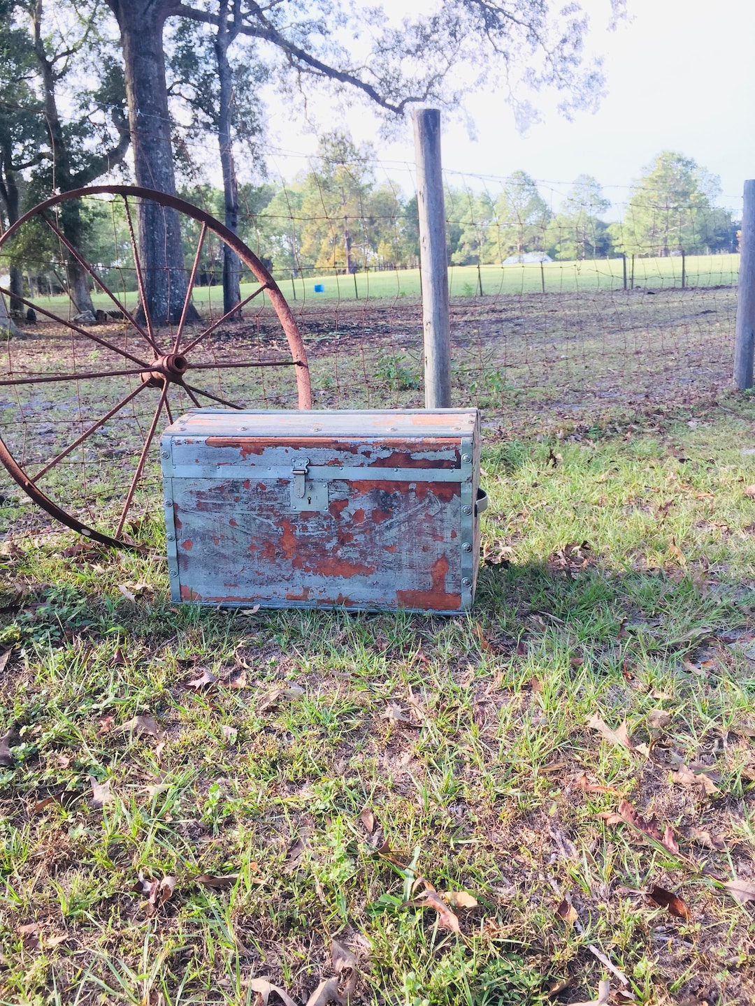 Vintage Trunk, Antique Steamer Trunk, Round Top Trunk, Chest, Storage