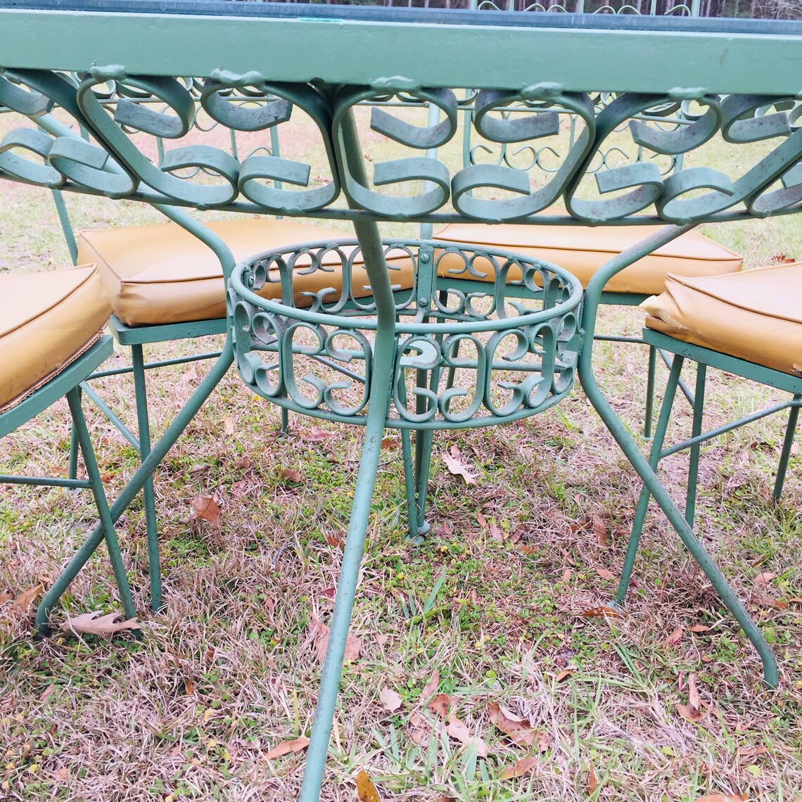 Iron table set Vintage patio furniture Patio set Arthur Etsy