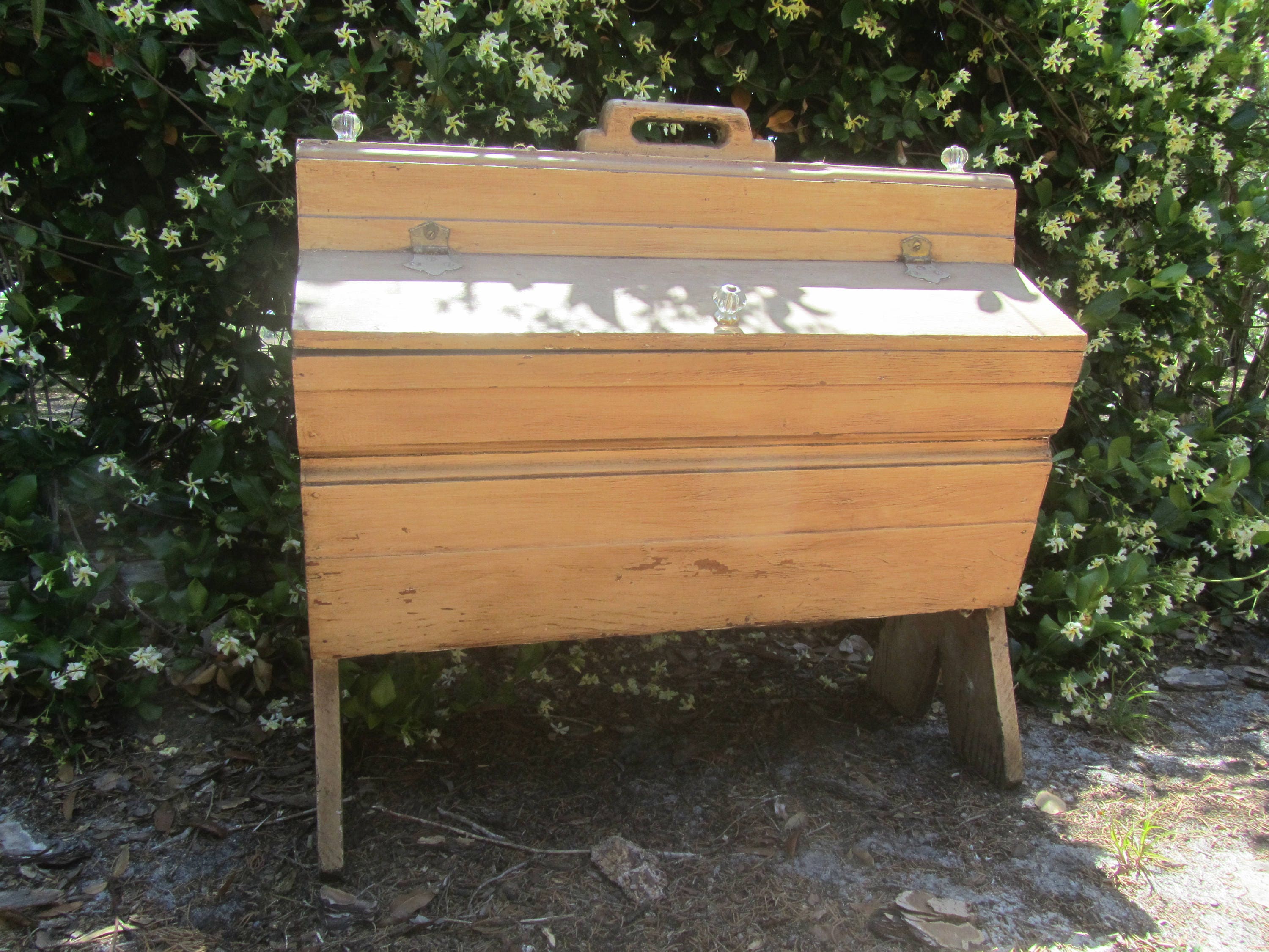 Vintage Sewing Boxsewing Basketfarmhouse Decor Solid Wood Etsy