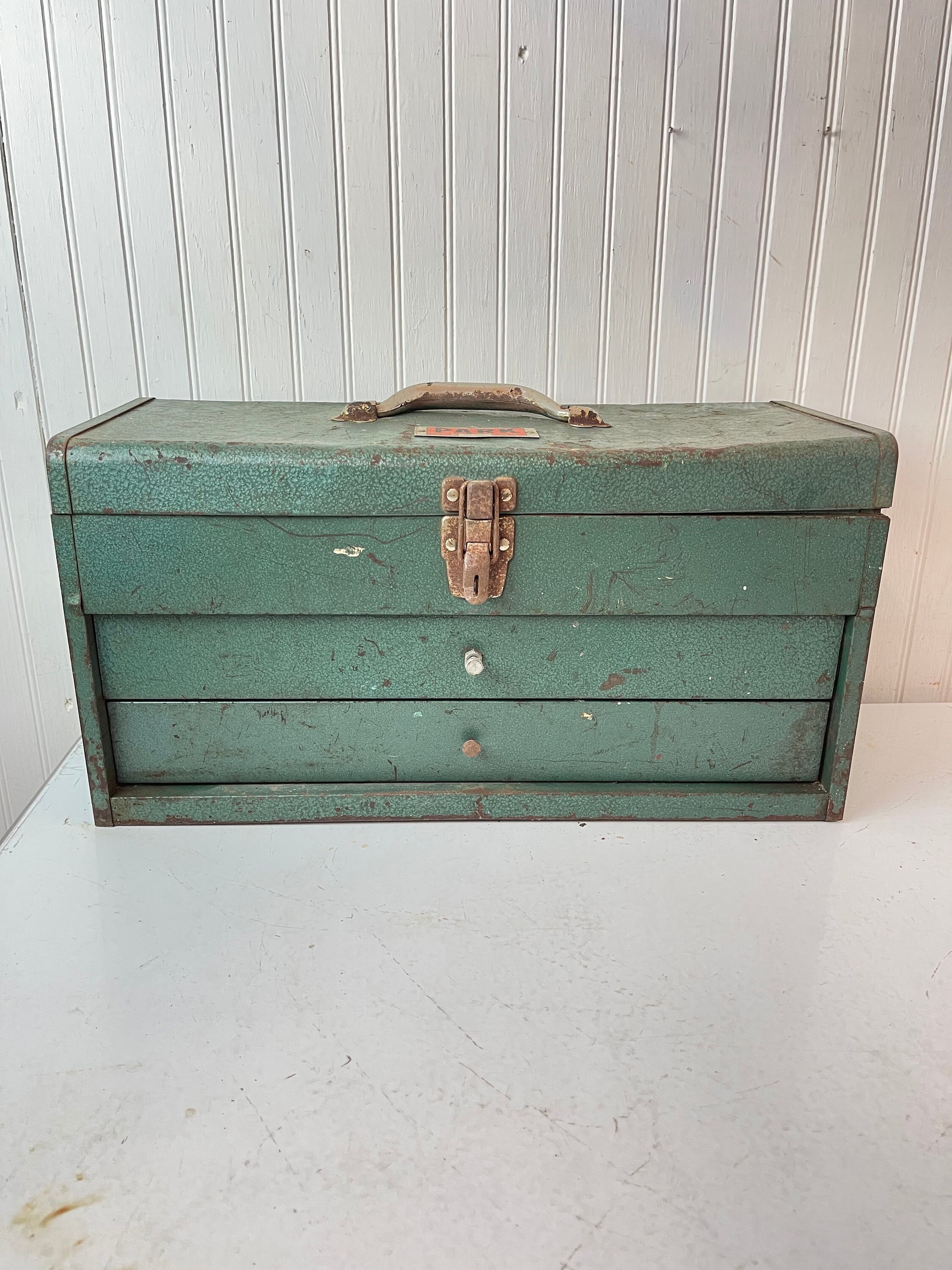 Park Tool Box, Model P22N, Green Metal Box, Container, Rusty Park Tool Box, Model P22N, Green Metal Box, Container, Rusty