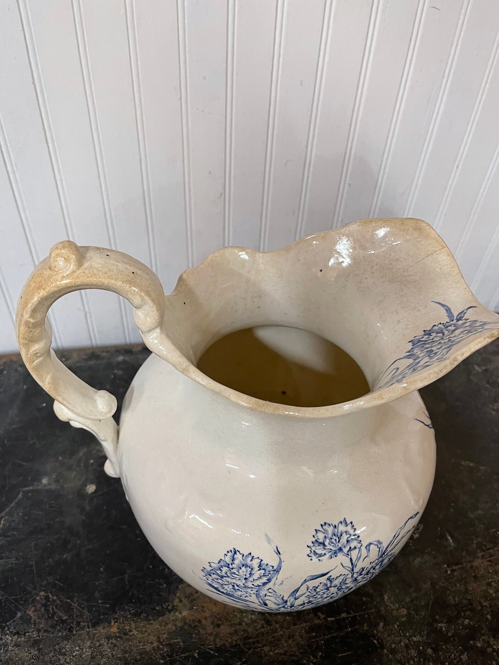 Vintage pitcher antique blue pitcher farmhouse decor Etsy