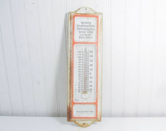 Vintage Thermometer, Vintage Collectible, Vintage Advertisement, vintage metal sign, auto advertising, tire service sign, wall thermometer
