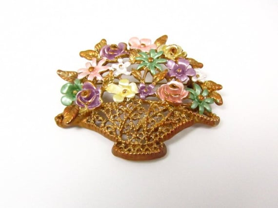 VINTAGE BROOCH, vintage pin, flower pin, costume … - image 1