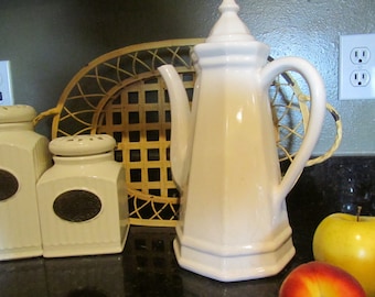 Coffee pot, ceramic pitcher, mid century, tea pot,farmhouse deco,Danish modern decor,