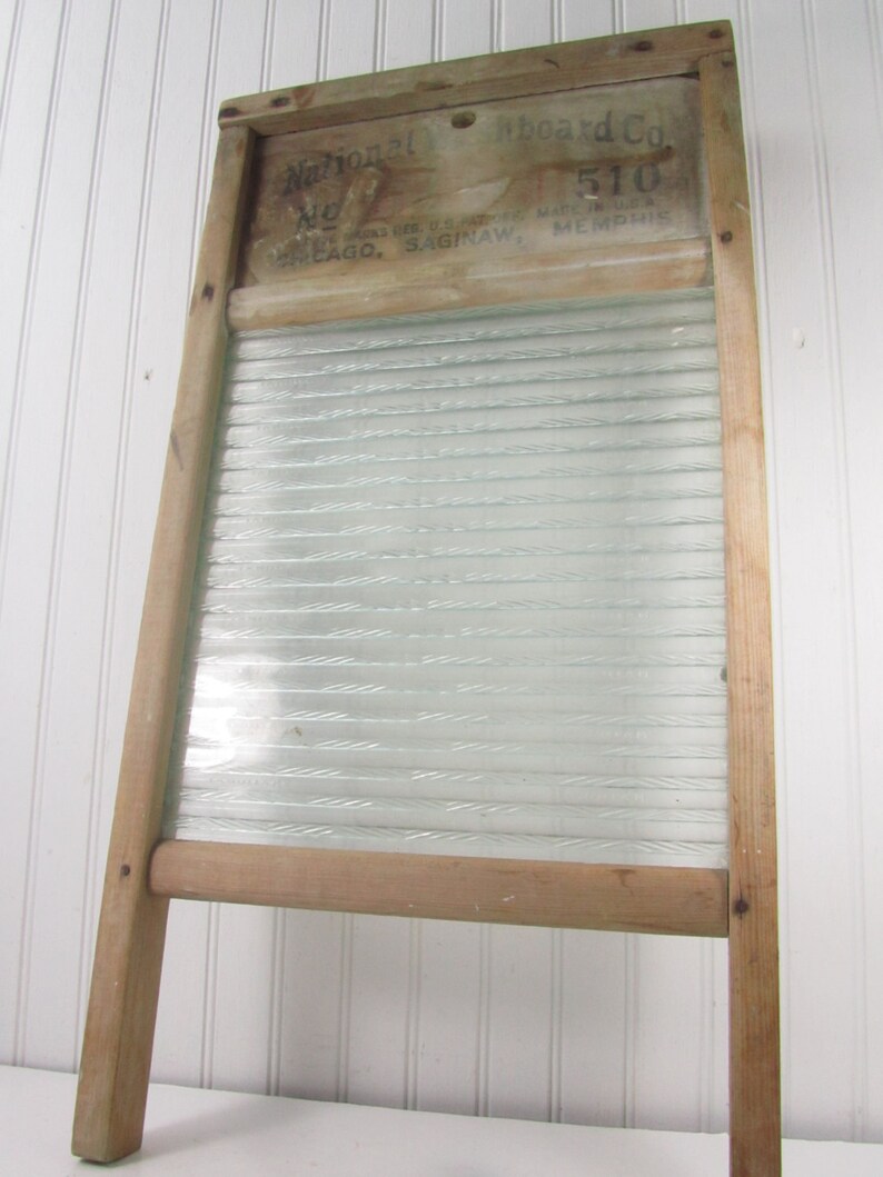 Vintage Washboard Wood and Glass Washboard National Etsy