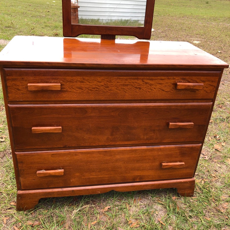 Vintage wood Dresser, wood furniture, dresser and mirror, farmhouse decor, rustic, bedroom decor, solid wood furniture, dovetail drawers image 3