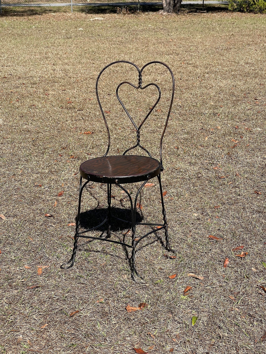 Antique Chair, Vintage Bistro Chair, Heart, Wrought Iron Chair, Vanity