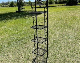Metal Shelf, retro shelf, vintage tall book shelf, black metal, mid century furniture ,office decor,plant stand,music table,