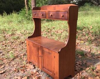 Antique High back dry sink, wood hutch, primitive wood cabinet, farmhouse decor, antique jelly cabinet, wood display cabinet, kitchen hutch