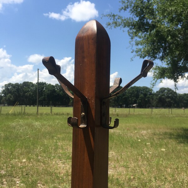 Antique Hat Rack, Wood Hat Rack, Vintage Coat Rack, Furniture, Steel Hat Hook, Hall Tree, craftsmen style, Farmhouse, Rustic