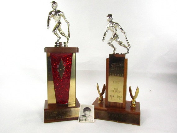 Vintage Trophy, Baseball Trophy, 1960s, Mid Century, Wood Trophy